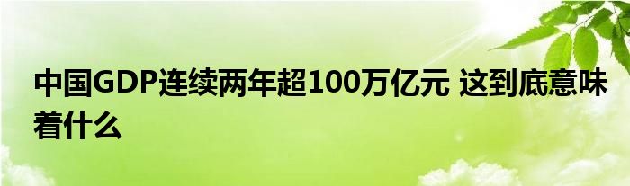 中國GDP連續(xù)兩年超100萬億元 這到底意味著什么