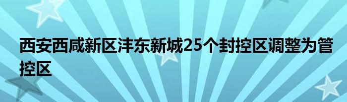 西安西咸新區(qū)灃東新城25個封控區(qū)調(diào)整為管控區(qū)