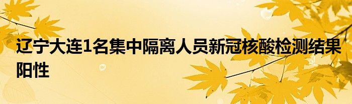 遼寧大連1名集中隔離人員新冠核酸檢測結(jié)果陽性