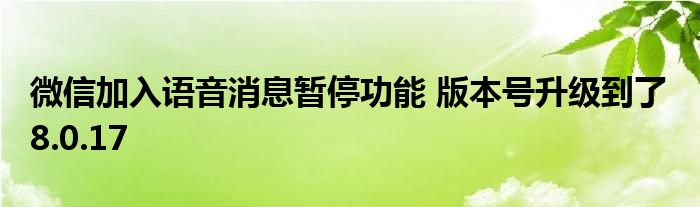 微信加入語(yǔ)音消息暫停功能 版本號(hào)升級(jí)到了 8.0.17