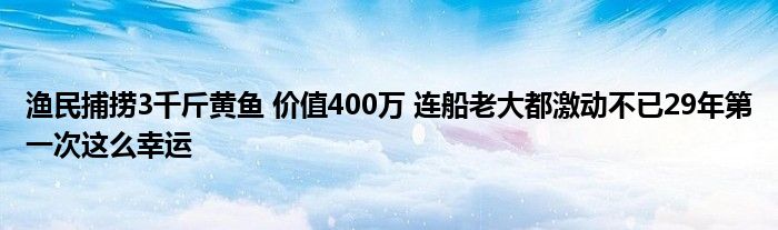 漁民捕撈3千斤黃魚 價(jià)值400萬 連船老大都激動(dòng)不已29年第一次這么幸運(yùn)