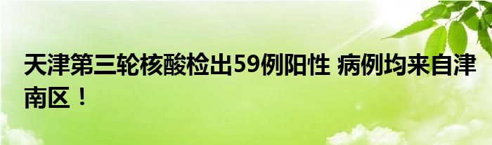 天津第三輪核酸檢出59例陽(yáng)性 病例均來(lái)自津南區(qū)！