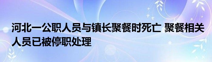 河北一公職人員與鎮(zhèn)長聚餐時死亡 聚餐相關(guān)人員已被停職處理