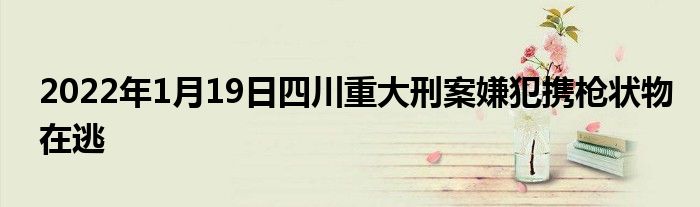 2022年1月19日四川重大刑案嫌犯攜槍狀物在逃