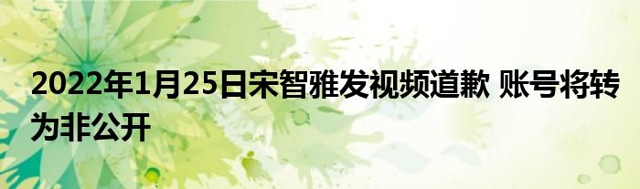 2022年1月25日宋智雅發(fā)視頻道歉 賬號(hào)將轉(zhuǎn)為非公開(kāi)