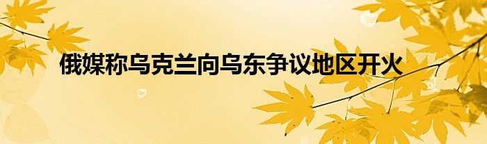 俄媒稱烏克蘭向?yàn)鯑|爭議地區(qū)開火