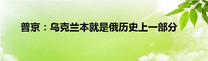 普京：烏克蘭本就是俄歷史上一部分