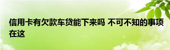 信用卡有欠款車貸能下來(lái)嗎 不可不知的事項(xiàng)在這