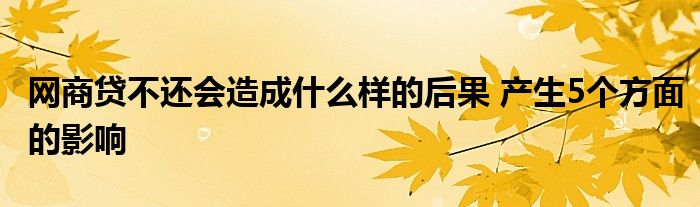 網(wǎng)商貸不還會(huì)造成什么樣的后果 產(chǎn)生5個(gè)方面的影響