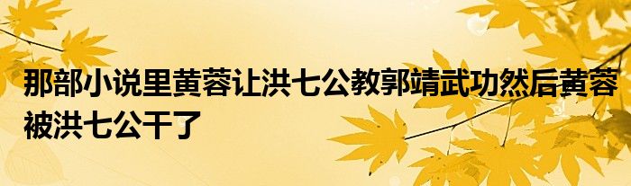 那部小說(shuō)里黃蓉讓洪七公教郭靖武功然后黃蓉被洪七公干了