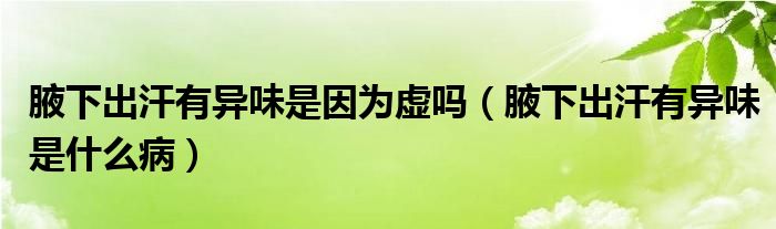 腋下出汗有異味是因?yàn)樘搯幔ㄒ赶鲁龊褂挟愇妒鞘裁床。?class='thumb lazy' /></a>
		    <header>
		<h2><a  href=