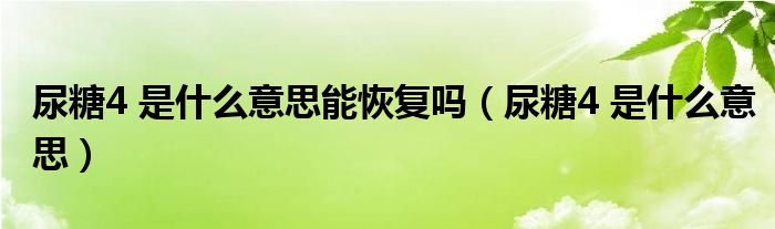 尿糖4 是什么意思能恢復(fù)嗎（尿糖4 是什么意思）