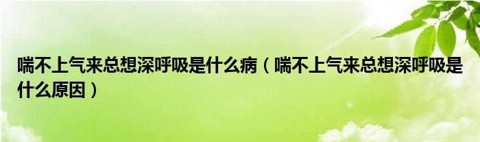 喘不上氣來總想深呼吸是什么?。ù簧蠚鈦砜傁肷詈粑鞘裁丛颍?class='thumb lazy' /></a>
		    <header>
		<h2><a  href=