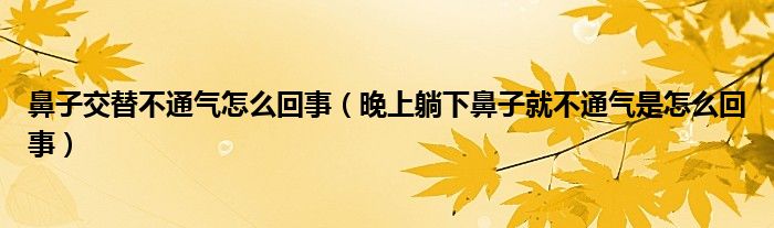 鼻子交替不通氣怎么回事（晚上躺下鼻子就不通氣是怎么回事）