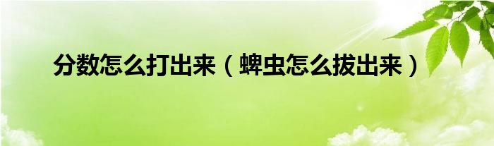 分?jǐn)?shù)怎么打出來（蜱蟲怎么拔出來）