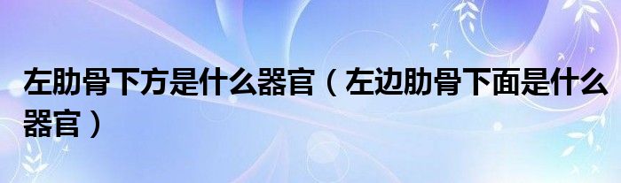 左肋骨下方是什么器官（左邊肋骨下面是什么器官）