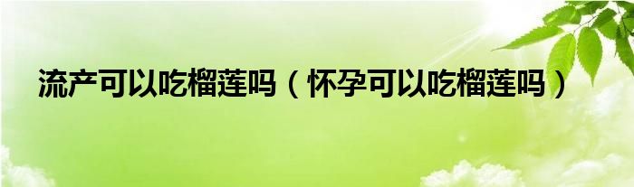 流產(chǎn)可以吃榴蓮嗎（懷孕可以吃榴蓮嗎）