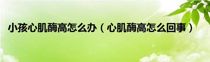 小孩心肌酶高怎么辦（心肌酶高怎么回事）