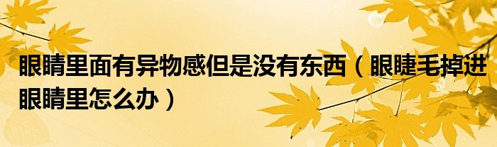 眼睛里面有異物感但是沒有東西（眼睫毛掉進(jìn)眼睛里怎么辦）