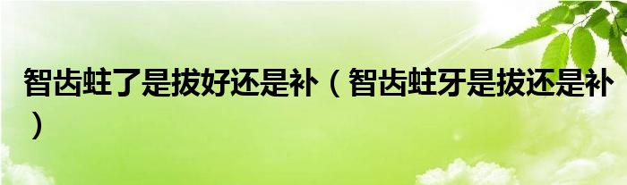 智齒蛀了是拔好還是補(bǔ)（智齒蛀牙是拔還是補(bǔ)）