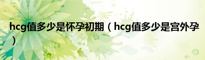 hcg值多少是懷孕初期（hcg值多少是宮外孕）