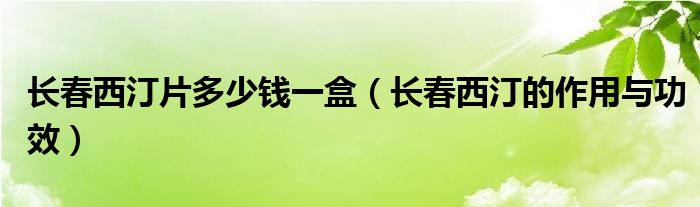 長春西汀片多少錢一盒（長春西汀的作用與功效）