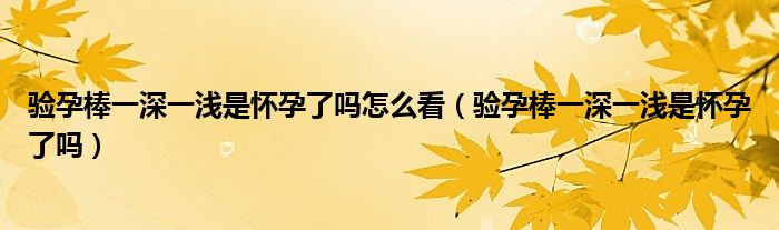 驗孕棒一深一淺是懷孕了嗎怎么看（驗孕棒一深一淺是懷孕了嗎）