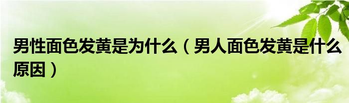 男性面色發(fā)黃是為什么（男人面色發(fā)黃是什么原因）