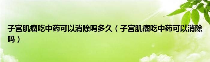 子宮肌瘤吃中藥可以消除嗎多久（子宮肌瘤吃中藥可以消除嗎）