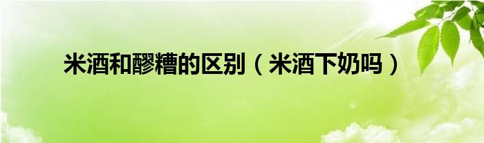 米酒和醪糟的區(qū)別（米酒下奶嗎）