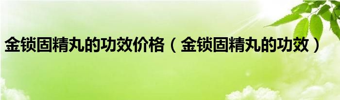 金鎖固精丸的功效價(jià)格（金鎖固精丸的功效）