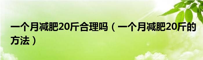 一個月減肥20斤合理嗎（一個月減肥20斤的方法）