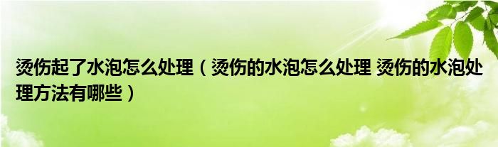 燙傷起了水泡怎么處理（燙傷的水泡怎么處理 燙傷的水泡處理方法有哪些）