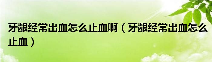 牙齦經(jīng)常出血怎么止血?。ㄑ例l經(jīng)常出血怎么止血）