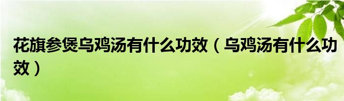 花旗參煲烏雞湯有什么功效（烏雞湯有什么功效）