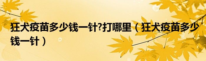 狂犬疫苗多少錢一針?打哪里（狂犬疫苗多少錢一針）