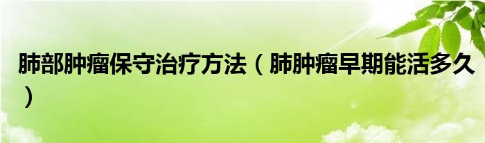 肺部腫瘤保守治療方法（肺腫瘤早期能活多久）