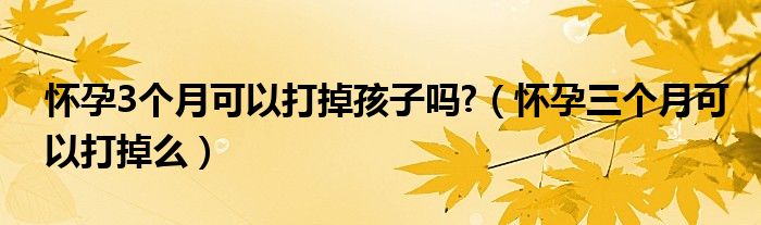 懷孕3個月可以打掉孩子嗎?（懷孕三個月可以打掉么）