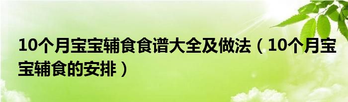 10個月寶寶輔食食譜大全及做法（10個月寶寶輔食的安排）