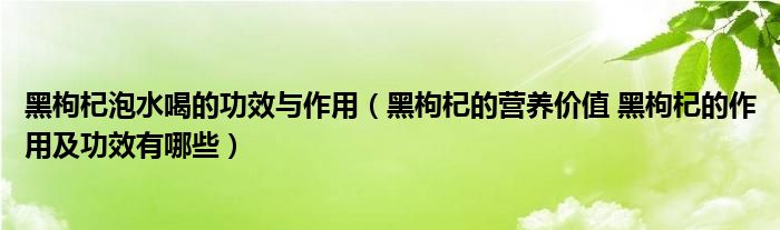 黑枸杞泡水喝的功效與作用（黑枸杞的營養(yǎng)價值 黑枸杞的作用及功效有哪些）