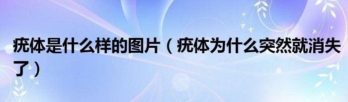 疣體是什么樣的圖片（疣體為什么突然就消失了）