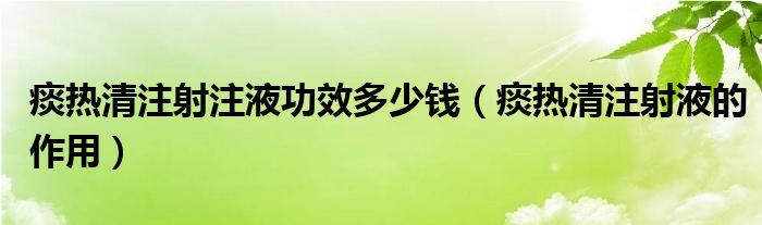 痰熱清注射注液功效多少錢(qián)（痰熱清注射液的作用）