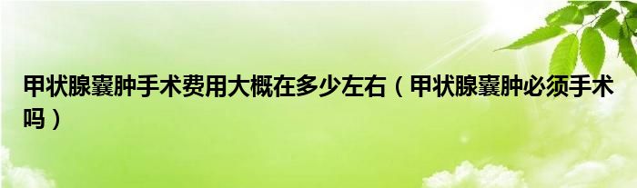 甲狀腺囊腫手術(shù)費(fèi)用大概在多少左右（甲狀腺囊腫必須手術(shù)嗎）