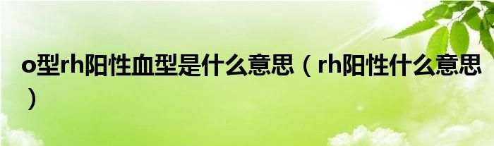 o型rh陽性血型是什么意思（rh陽性什么意思）