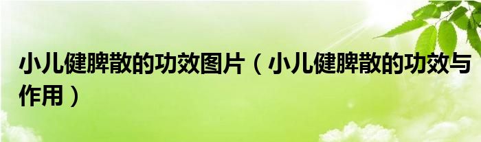 小兒健脾散的功效圖片（小兒健脾散的功效與作用）