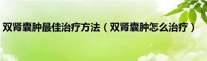 雙腎囊腫最佳治療方法（雙腎囊腫怎么治療）