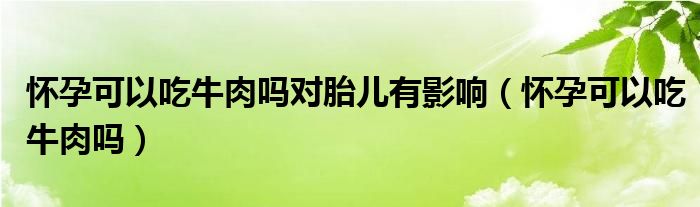 懷孕可以吃牛肉嗎對胎兒有影響（懷孕可以吃牛肉嗎）