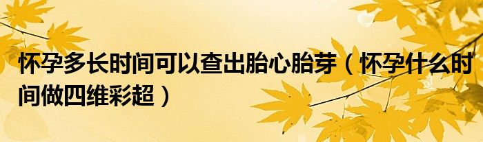 懷孕多長時間可以查出胎心胎芽（懷孕什么時間做四維彩超）