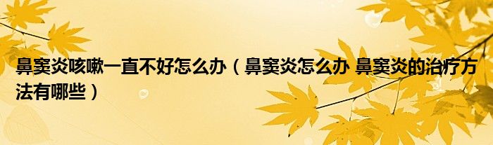 鼻竇炎咳嗽一直不好怎么辦（鼻竇炎怎么辦 鼻竇炎的治療方法有哪些）