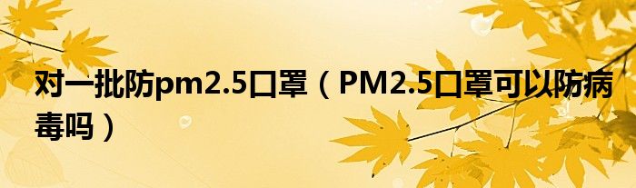 對一批防pm2.5口罩（PM2.5口罩可以防病毒嗎）